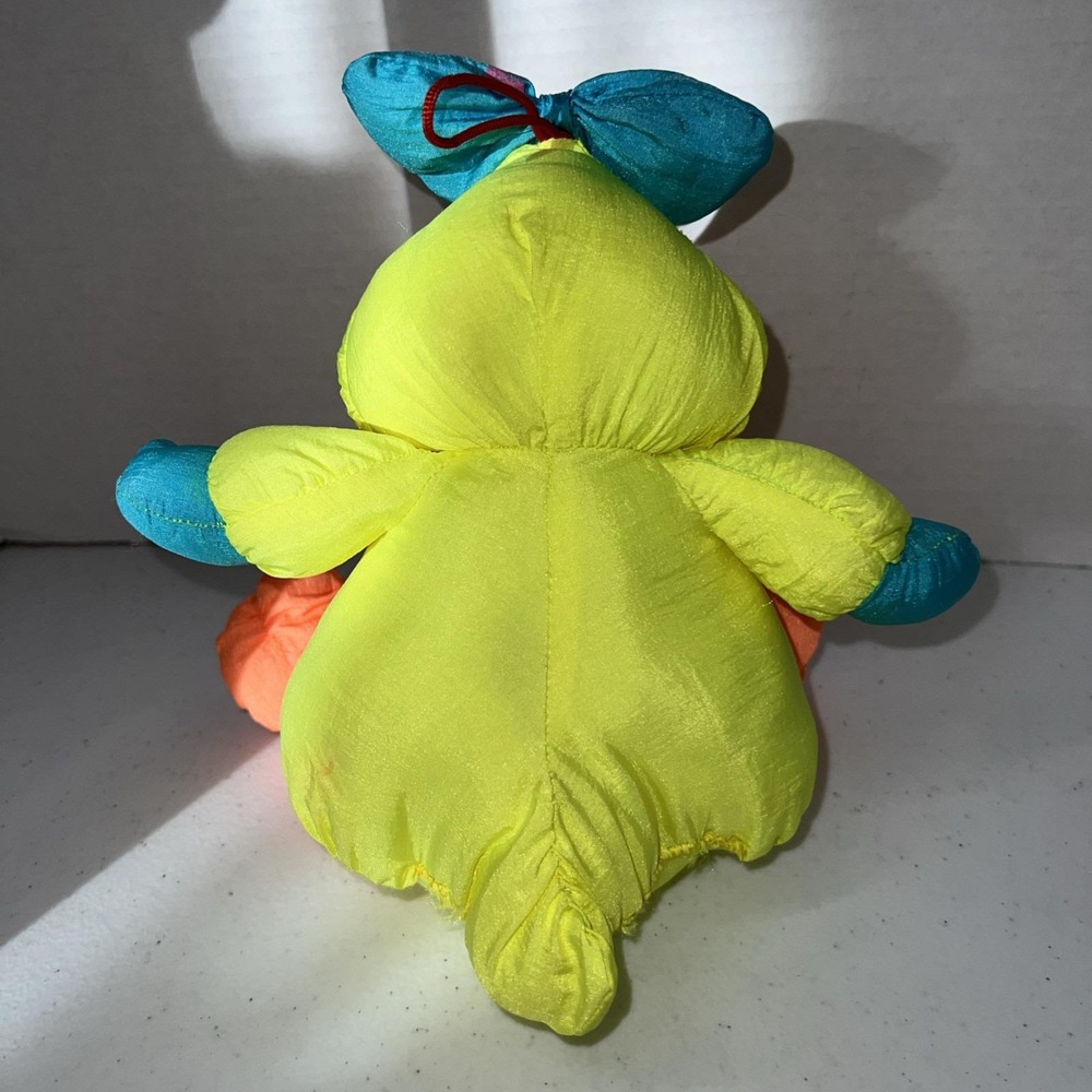 1990 Stuffins Lumpy's Gang Yellow Neon Duck Stuffed Animal Nylon Plush 10" - Picture 3 of 10